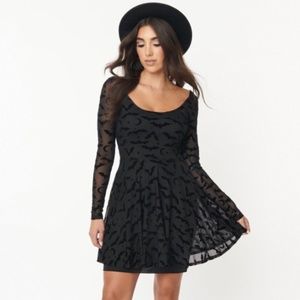 Collectif Black Bat Mesh Skater Dress